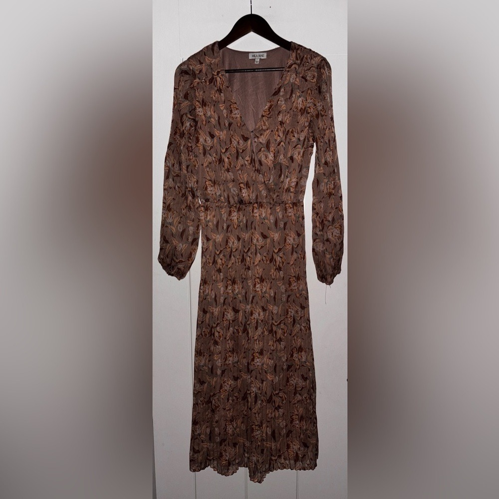 VTG Mila Mae Plisse Floral Tiered Dress Women L Mature Classic Elegant Formal‎